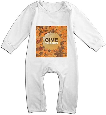 Z2G Maple Leaves Give Thanks Baby Printed Rompers Unisex Long Sleeve Cotton Cute Pajamas Outfit Jumpsuit