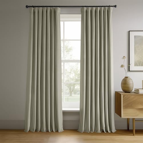 HPD Half Price Drapes VPCH-P Signature Verduisteringsgordijn van fluweel (1 gordijn), polyester, koel beige, 50 x 108