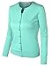 BIADANI Women Button Down Long Sleeve Crewneck Soft Knit Cardigan Sweater Mint2 Medium