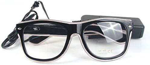 EL Wire Led Light Up Glass Shutter Shaped for Costume Party, Halloween, Concert (White)