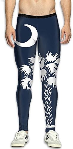 DOPPYENG Mens Compression Pants Base Layer Running, Cycling, Sports, Training, Weightlifting Tights South Carolina Sign 3D Print Fitness Sports Tight Leggings