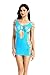 Amoretu Womens Mesh Lingerie Hollow Out Mini Dress Tube Chemise Acid Blue