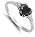Sterling Silver Black Simulated CZ Heart Ring Love Band Solid 925 New Size 3