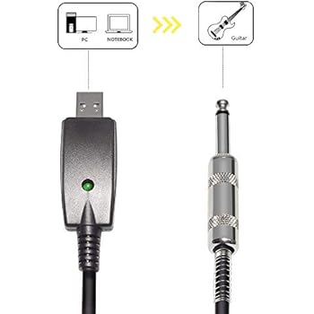 USB Guitar Cable - ATNY Guitar USB Interface - Compatible with Windows and MacOS - Supports Both 44.1 kHz and 48 kHz Sample Rate Providing Sound (USB to Mono 1/4