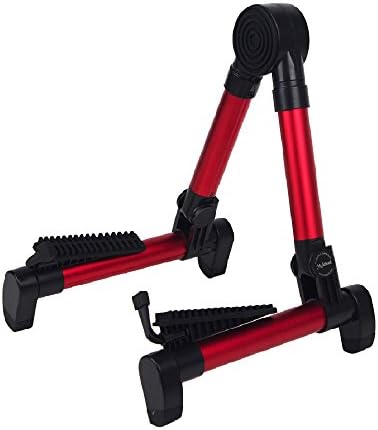 Mobiz Guitar Stand Universal Folding A Frame use for Acoustic, Electric, Bass Guitars (Red)