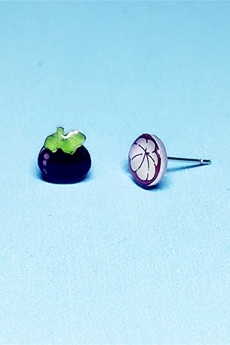 Mangosteen Shrink Film Sterling Silver Stud Earrings Earring Dangler Eardrop Ear Clip Magnet Women Girls Gift Hand-Drawn Cartoon Cute DIY (no Magnet Pierced Ear Clips (one)