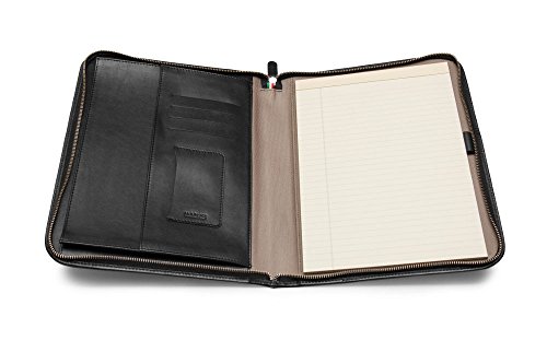 Personalized Leather Padfolio Executive Leather Writing Portfolio, Custom Engraved Business Case Monogrammed - Made in Italy (Custom Black)