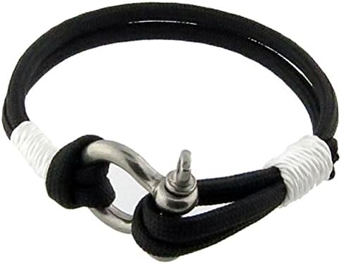 Double Whipped Black And White Shackle Bracelet