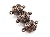 CleverDelights 20 Sets Magnetic Jewelry Clasps - Deco Drum Style - Antique Copper Color