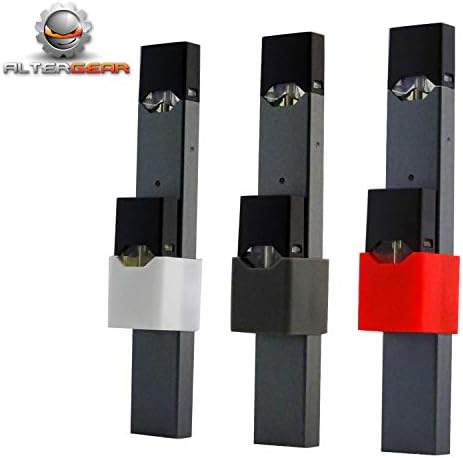 ALTERGEAR JUUL Spare Pod Holder Accessory, Premium Silicone, 3-Pack (Charcoal, White, Red)