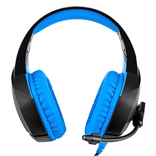 PC Gaming Headset for PS4 XBOX One, Onikuma 3.5mm Stereo USB LED Headphones with Omnidirectional Microphone, Volume Control for Computer Laptop Mac PlayStation 4 by YSSHUI-Black + Blue - Thumbnail 5