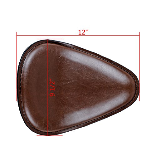 Brown Synthetic Leather Solo Seat 3" Spring Sliding T-Bar Brackets for Harley Cruiser Chopper Bobber