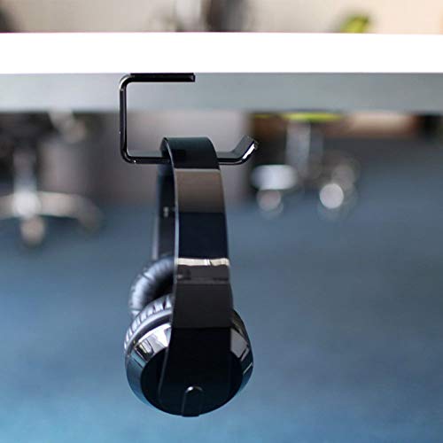 Earphone Stand, Headphone Hanger Holder Wall Mount, Headset Hook Under Desk, Fit for All Headsets Such as Gaming Headphones, or Music Headphones - Black