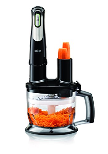 Braun MQ70BK Multiquick Hand Blender 6-Cup Food Processor Attachment, Black
