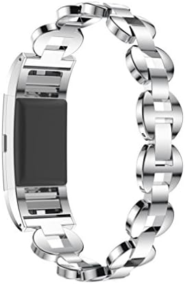 VESNIBA Crystal Stainless Steel Watch Band Wrist strap For Fitbit charge 2 Smart Watch (A)