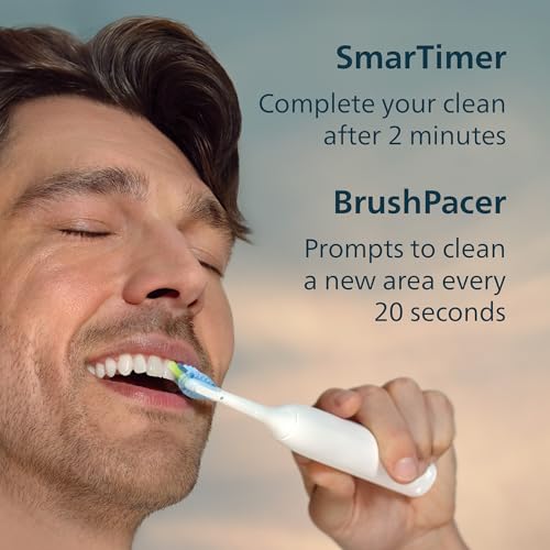 Philips Sonicare 5950 Series Electric Toothbrush, with Pressure Sensor, for Sensitive Gums, 6 Brushing Settings, SmarTimer, BrushPacer, 21-day Runtime, Travel Case, White, HX7130/03