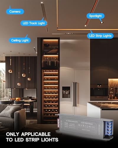 VOEWT Dimmable LED Driver,200 Watts Power Supply 85V-277V AC to 24V DC Converter,Quiet and Small Transformer Low Voltage Output for Strip Light
