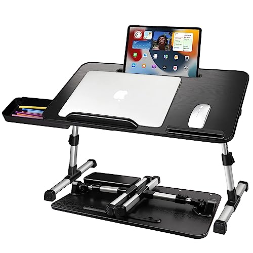 AirOpen Laptoptisch fürs Bett, Höhenverstellbar, Winkelverstellbar, Betttisch Klappbar mit Schublade, Tablet-Ständer, Laptop Tisch für Bett, Sofa, Cou