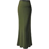 URBAN K Womens Basic Foldable High Waist Regular and Plus Size Maxi Skirts