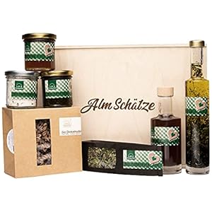 Salzburger Alm Schätze Feinkost-Geschenkbox – Geschenkkorb mit Spezialitäten aus Österreich – Bio-Präsentkorb mit Pasta