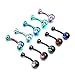 vcmart 10 pcs Belly Button Rings Crystal Body Piercing Jewelry Banana Barbell 14 Gauge