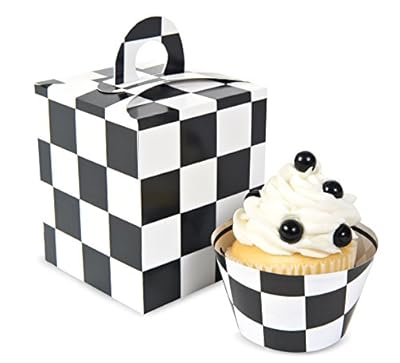 Black & White Checked Cupcake Boxes (4)