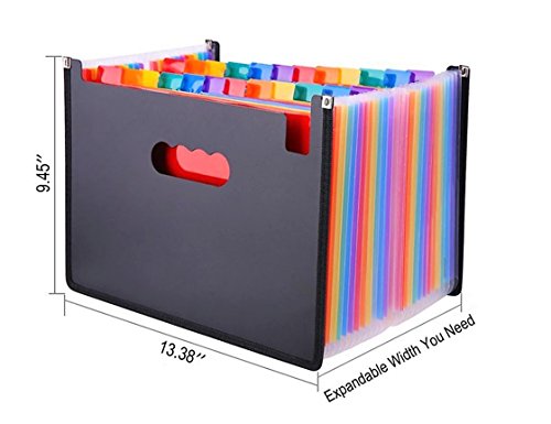24 Pocket Multicolored Expanding Files Folder, File Organizer, Cloth Edges, Durable, A4 & Letter Size Document - Office/ Business/ School