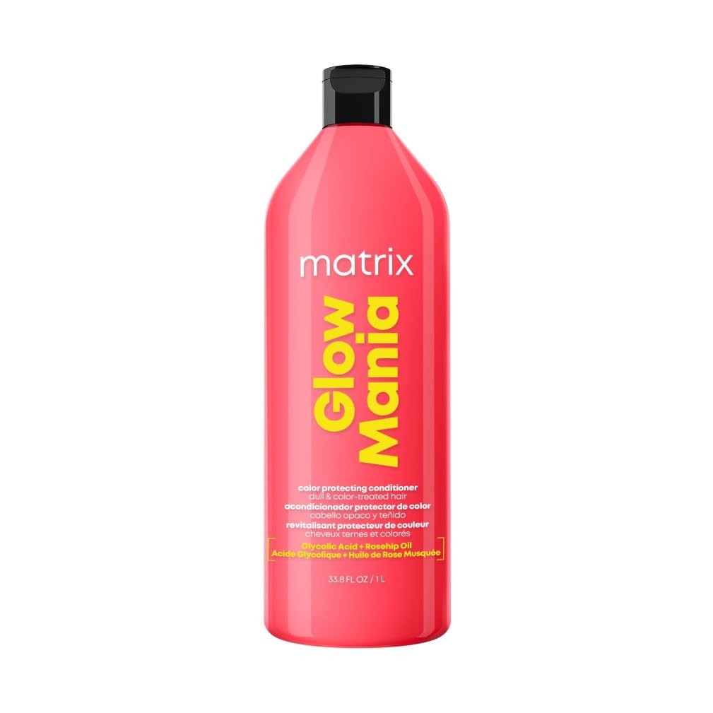 MATRIX | Colour Protecting Conditioner | With GlycolicAcid & RosehipOi | Enhances Shine, Vibrancy & Protects Colour Glow | Total Results Glow Mania | 1 Litre