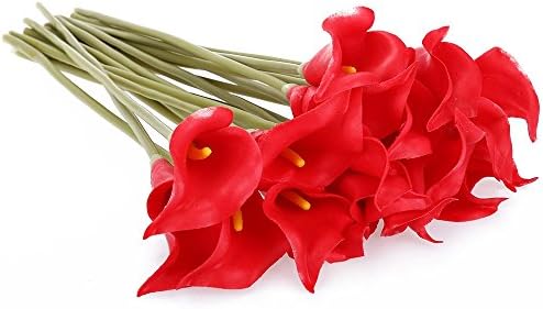 20pcs Artificial Calla Lily Flower Bouquet Party Wedding Decor (Red)