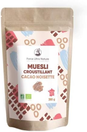 Muesli Organic Crispy Protein โ Made in France โ Gluten Free, GMO Free and Added Sugar (350 g)