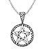 Stainless Steel Powerful Pentacle Necklaces Pentagram, Wicca Traditional Seal of Solomon Pendant, 23.5 Inch Curb Chain