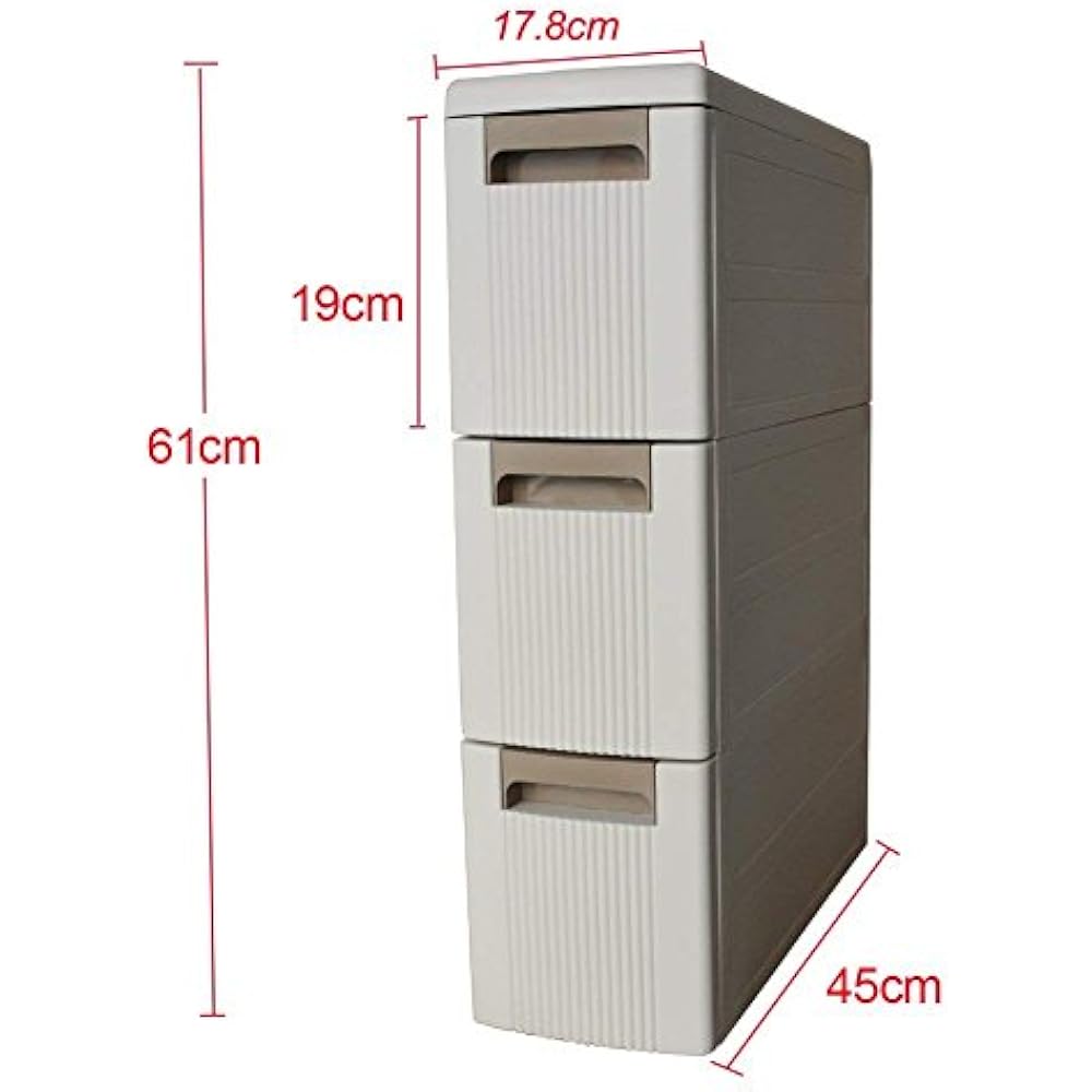 Boby 3 Storage Drawers Rolling Cart Organizer Plastic Drawers Unit On Wheels Tower Narrow Slim Container