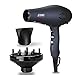 Jinri Professional 1875w Tourmaline Hair Dryer,Negative Ionic Salon Hair Blow Dryer,DC Motor Light Weight Low Noise Hair Dryers with Diffuser & Concentrator,Black