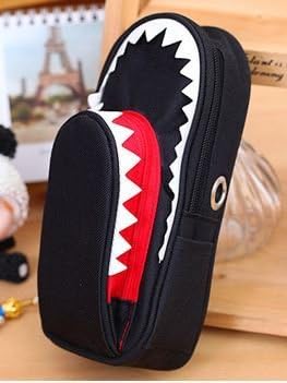 Amazon おもしろグッズ 鮫 サメ モチーフ 鍵付き 大容量 シャーク ペンケース Ruleronline ブラック 文房具 オフィス用品 文房具 オフィス用品