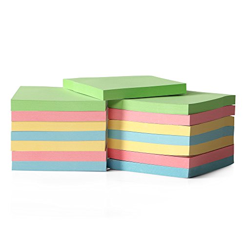 15-Pack Candy Color Super Sticky Notes for Home & Office, 80 Leaves/pad Sticky Notes, Stickies for Memos, 0.7cm Thick Office Notepads, 7.5 x 7.7cm Self Stick Notes, Colorful Sticky Notes for School