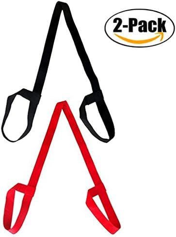 FBAPuto 2 Pack Cinch Yoga Mat Slings-Yoga Mat Strap -Yoga Carrying Sling (Black+Red)