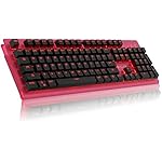 ET Robot Mechanical Gaming Keyboard Red LED Backlit With Blue Switches USB Wired Aluminum Chassis (Red)