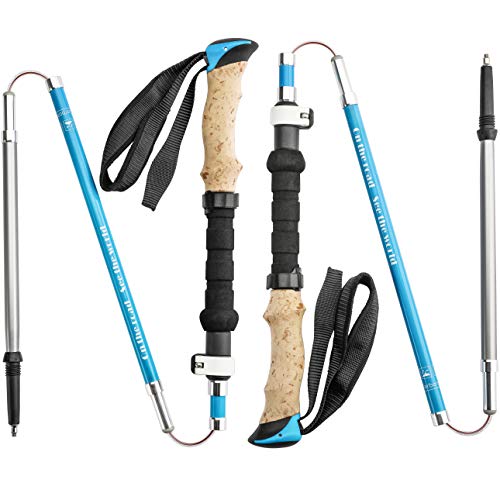 Otrestodyl Z Trekking Poles Collapsible, 2 Lightweight Folding Cork 3K Carbon Fiber 7075 Aluminum Mix Hiking Sticks, Walking, Backpacking, 2 Poles