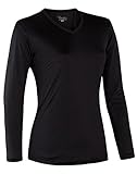 Terramar Sports Women's Thermasilk Jersey V-Neck M Black