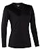 Terramar Sports Women's Thermasilk Jersey V-Neck M Black