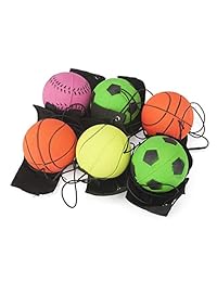 12 PCS Return goma Deporte Balón en nailon cuerda con muñeca de banda para hacer ejercicio o jugar