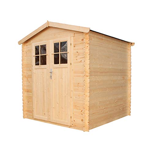 TIMBELA M343F Abri de Jardin en Bois Exterieur - Cabane de Jardin en Pin/épicéa- H218 x 200 x 200 cm, 3.53 m²