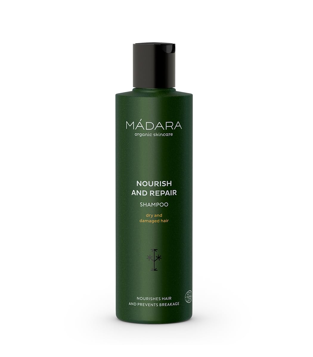 MÁDARA Organic Hair Shampoo - Nourish, Repair & Cleansing Shampoo for Women & Men, with Northern Nettle & Quince, Rich & Silky, Prevents Breakage, Vegan & Ecocert Certified, 250ml, Recyclable PKG
