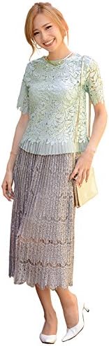 Women Vintage Elegant High Waisted Floral Lace Pleated Lace Midi Skirt A Line By Kaiseki