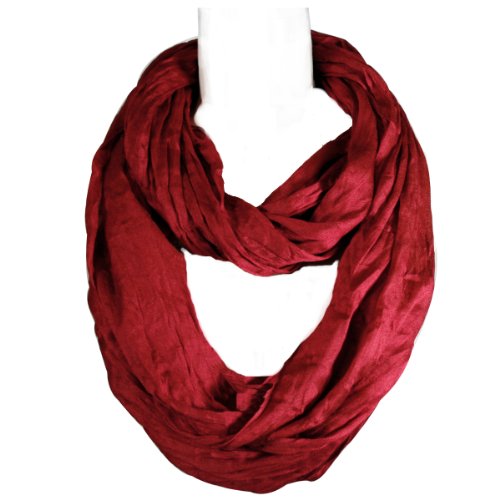 Wrapables Lightweight Silky Soft Infinity Loop Scarf, Burgundy