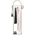 Cre Cra Gold Clothing Rack Marble Base Metal Modern Coat Rack Stand Clothes Rack Stand for Bedroom Standing Garment Rack Heavy Duty Coat Hanger Rack Stand for Bag, Hat, Scarf, Jacket