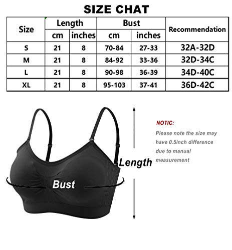 Omisy 4 Pieces V Neck Padded Bralette Cami Bra Wireless Tank Top Bra Sports Bra with Adjustable