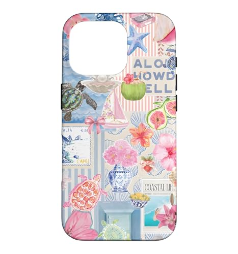 Beachy Blue Coquette Coastal Collage Preppy Cute Aesthetic Case for iPhone 16 P…