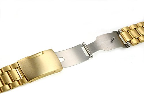 ZEIGER Men B008 Replacement Metal Wrist Watch Band (Stainless Gold 20mm)