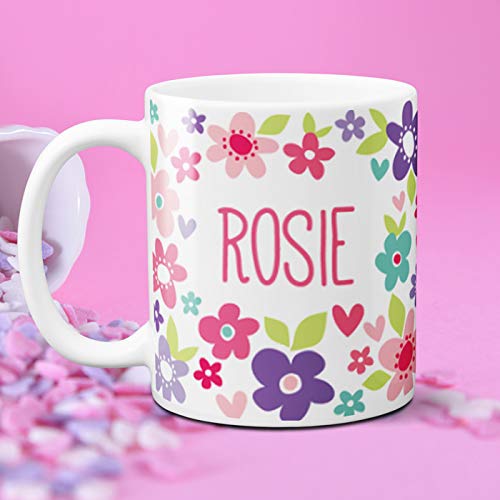 Pretty Flower Mug Personalised Cup for Her Personalised Gifts Presents for Women Ladies Girls Birthday Christmas Fast Delivery Bestselling Customised Gifts